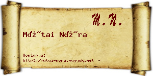 Mátai Nóra névjegykártya